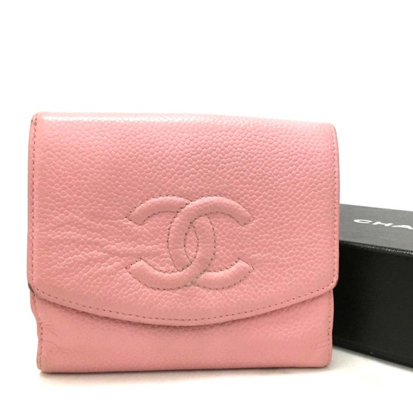 CHANEL Handbags - CHANEL Pink Caviar Timeless Compact French Wallet